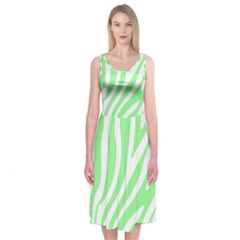 Green Zebra Vibes Animal Print  Midi Sleeveless Dress by ConteMonfrey