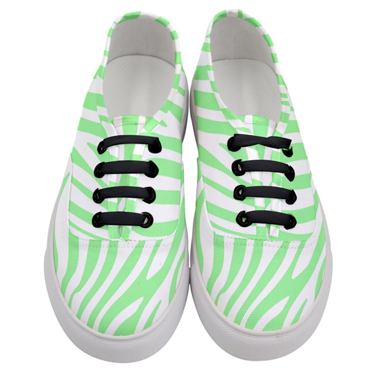 Green Zebra Vibes Animal Print  Women s Classic Low Top Sneakers