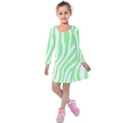 Green Zebra Vibes Animal Print  Kids  Long Sleeve Velvet Dress by ConteMonfrey