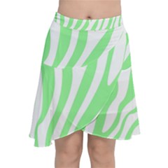 Green Zebra Vibes Animal Print  Chiffon Wrap Front Skirt by ConteMonfrey