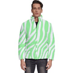 Green Zebra Vibes Animal Print  Men s Puffer Bubble Jacket Coat by ConteMonfrey