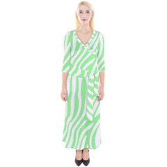 Green Zebra Vibes Animal Print  Quarter Sleeve Wrap Maxi Dress by ConteMonfrey