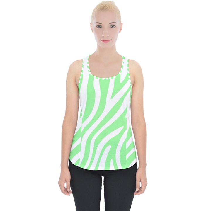 Green Zebra Vibes Animal Print  Piece Up Tank Top