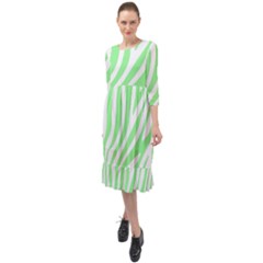 Green Zebra Vibes Animal Print  Ruffle End Midi Chiffon Dress by ConteMonfrey