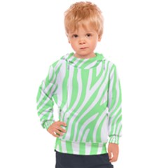 Green Zebra Vibes Animal Print  Kids  Hooded Pullover by ConteMonfrey