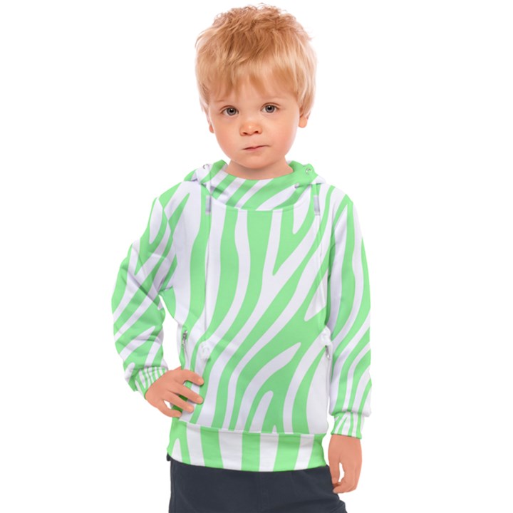 Green Zebra Vibes Animal Print  Kids  Hooded Pullover