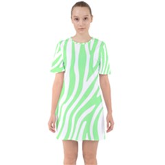 Green Zebra Vibes Animal Print  Sixties Short Sleeve Mini Dress by ConteMonfrey