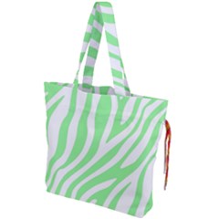 Green Zebra Vibes Animal Print  Drawstring Tote Bag by ConteMonfrey