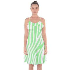 Green Zebra Vibes Animal Print  Ruffle Detail Chiffon Dress by ConteMonfrey