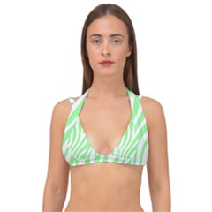 Green Zebra Vibes Animal Print  Double Strap Halter Bikini Top by ConteMonfrey