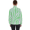 Green Zebra Vibes Animal Print  Women s High Neck Windbreaker View2