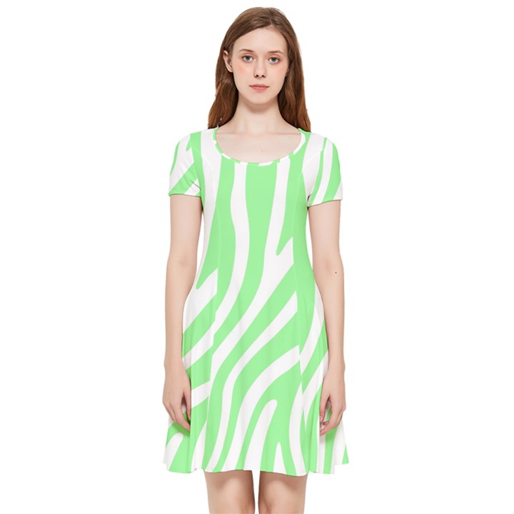 Green Zebra Vibes Animal Print  Inside Out Cap Sleeve Dress