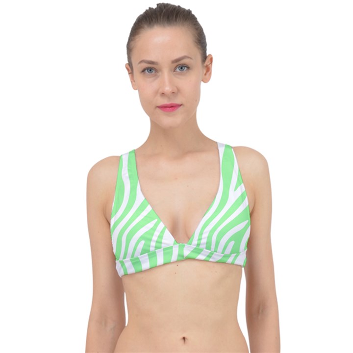 Green Zebra Vibes Animal Print  Classic Banded Bikini Top