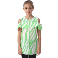 Green Zebra Vibes Animal Print  Fold Over Open Sleeve Top by ConteMonfrey