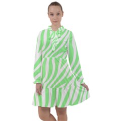 Green Zebra Vibes Animal Print  All Frills Chiffon Dress by ConteMonfrey