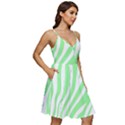 Green Zebra Vibes Animal Print  V-Neck Pocket Summer Dress  View2