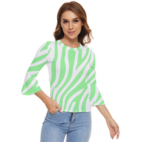 Green Zebra Vibes Animal Print  Bell Sleeve Top by ConteMonfrey