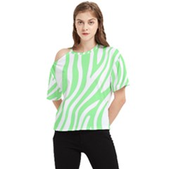 Green Zebra Vibes Animal Print  One Shoulder Cut Out Tee by ConteMonfrey