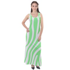 Green Zebra Vibes Animal Print  Sleeveless Velour Maxi Dress by ConteMonfrey