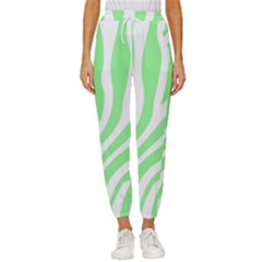 Green Zebra Vibes Animal Print  Women s Cropped Drawstring Pants by ConteMonfrey