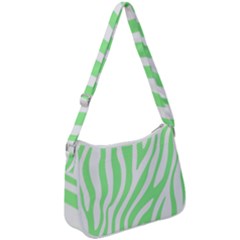 Green Zebra Vibes Animal Print  Zip Up Shoulder Bag by ConteMonfrey