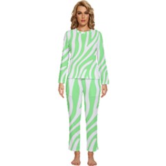 Green Zebra Vibes Animal Print  Womens  Long Sleeve Lightweight Pajamas Set by ConteMonfrey