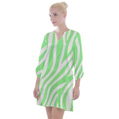 Green Zebra Vibes Animal Print  Open Neck Shift Dress by ConteMonfrey