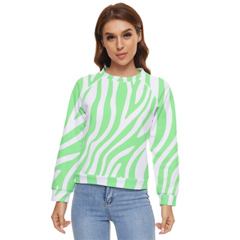 Green Zebra Vibes Animal Print  Women s Long Sleeve Raglan Tee by ConteMonfrey