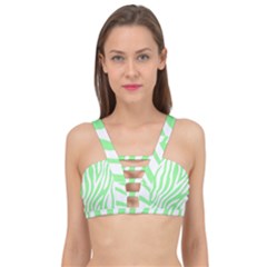 Green Zebra Vibes Animal Print  Cage Up Bikini Top by ConteMonfrey