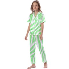 Green Zebra Vibes Animal Print  Kids  Satin Short Sleeve Pajamas Set by ConteMonfrey