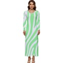 Green Zebra Vibes Animal Print  Long Sleeve Longline Maxi Dress View1