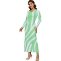 Green Zebra Vibes Animal Print  Long Sleeve Longline Maxi Dress View2