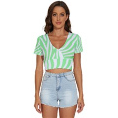 Green Zebra Vibes Animal Print  V-neck Crop Top by ConteMonfrey