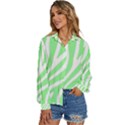 Green Zebra Vibes Animal Print  Women s Long Sleeve Button Down Shirt View2