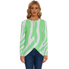 Green Zebra Vibes Animal Print  Long Sleeve Crew Neck Pullover Top by ConteMonfrey