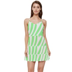 Green Zebra Vibes Animal Print  Short Frill Dress by ConteMonfrey