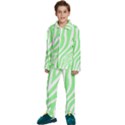 Green Zebra Vibes Animal Print  Kids  Long Sleeve Velvet Pajamas Set View1