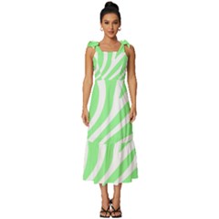 Green Zebra Vibes Animal Print  Tie-strap Tiered Midi Chiffon Dress by ConteMonfrey