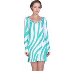 Blue Zebra Vibes Animal Print   Long Sleeve Nightdress by ConteMonfrey