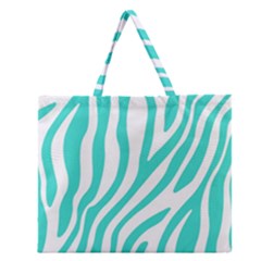 Blue Zebra Vibes Animal Print   Zipper Large Tote Bag by ConteMonfrey