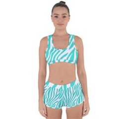 Blue Zebra Vibes Animal Print   Racerback Boyleg Bikini Set by ConteMonfrey