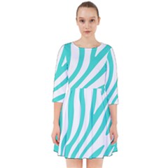 Blue Zebra Vibes Animal Print   Smock Dress by ConteMonfrey