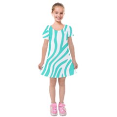 Blue Zebra Vibes Animal Print   Kids  Short Sleeve Velvet Dress by ConteMonfrey