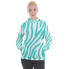 Blue Zebra Vibes Animal Print   Women s Hooded Pullover by ConteMonfrey