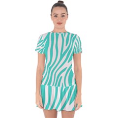 Blue Zebra Vibes Animal Print   Drop Hem Mini Chiffon Dress by ConteMonfrey