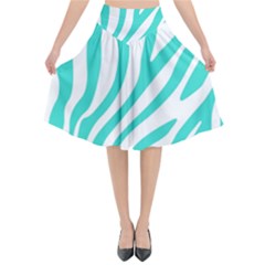 Blue Zebra Vibes Animal Print   Flared Midi Skirt by ConteMonfrey