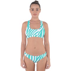 Blue Zebra Vibes Animal Print   Cross Back Hipster Bikini Set by ConteMonfrey