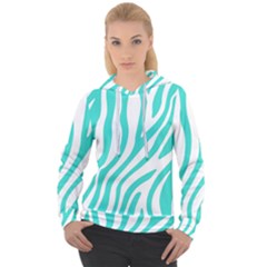 Blue Zebra Vibes Animal Print   Women s Overhead Hoodie by ConteMonfrey