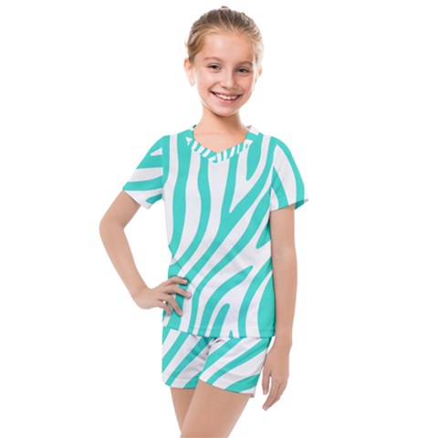 Blue Zebra Vibes Animal Print   Kids  Mesh Tee And Shorts Set by ConteMonfrey