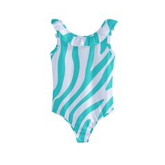 Blue Zebra Vibes Animal Print   Kids  Frill Swimsuit by ConteMonfrey